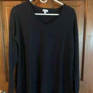 J.Jill Navy blue fringe hem sweater S Small